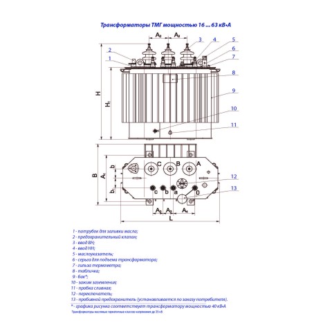 Трёхфазный масляный трансформатор ТМГ-16/10-УХЛ1 - photo 1