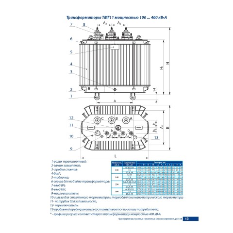 Трёхфазный масляный трансформатор ТМГ11-160/10-УХЛ1 - photo 1