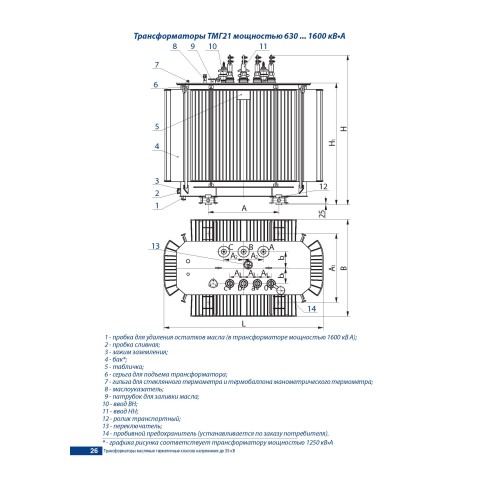 Трёхфазный масляный трансформатор ТМГ21-3200/10-УХЛ1 - photo 1